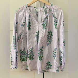 J. Crew Purple and Green Floral Blouse